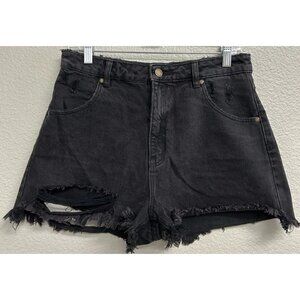 ROLLA'S Shorts Dusters High Rise Slim Distressed Black Women’s 29